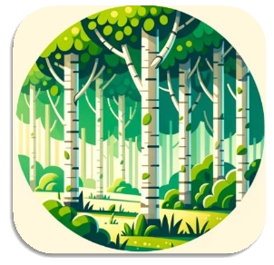 C:\Users\Наталочка\Desktop\DALL·E 2024-03-18 19.37.45 - A serene and picturesque icon featuring a grove of birch trees in a natural setting. The birch trees should be easily recognizable by their distinctiv.png